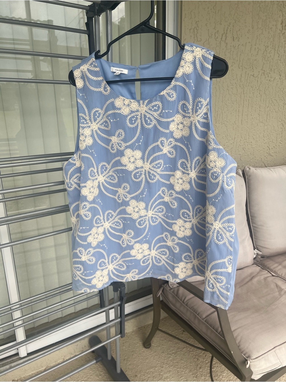 Maurices Blue Sleeveless Lace Overlay Blouse